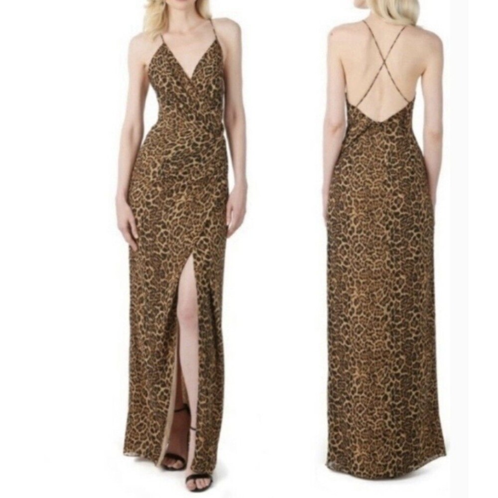 NWT Jay Godfrey Santaro Leopard Print Open Back Gown Maxi Dress Womens sz 6